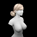 Realistic 3D Female Game And Movie Character With Blonde Bun Hairstyle Upper Body