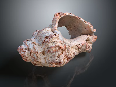 Shell Shaped Decorative Ornament Set With Red And White Textured Surface And Hollow Design 3d model