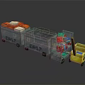 Household Craft Recycling Bins With Colored Items And Yellow Cart