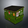 Rusty Green Waste Bin As Essential Household Item With Black Lid And Stickers