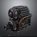 Complex Industrial Mechanical Equipment With Gear Mechanism Cylinder Array And Orange Tubes