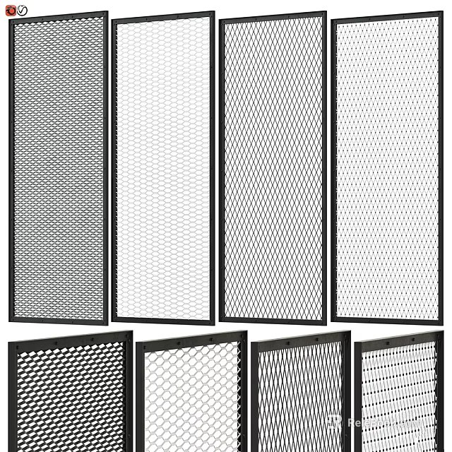 Modern Wall Decor With Various Grid Patterns And Metal Frame Designs 3d model