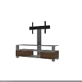 Modern TV Stand With Glass Shelf Wooden Drawers And Metal Frame