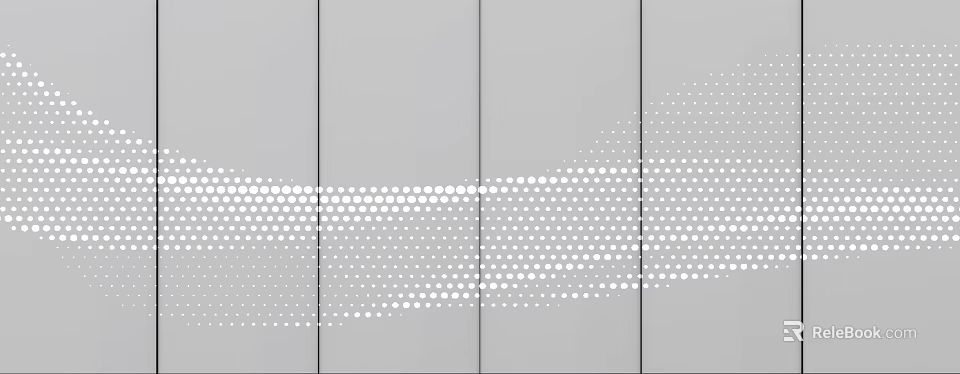 Abstract Gray Decorative Panel With Wavy White Dotted Pattern Design 3d model