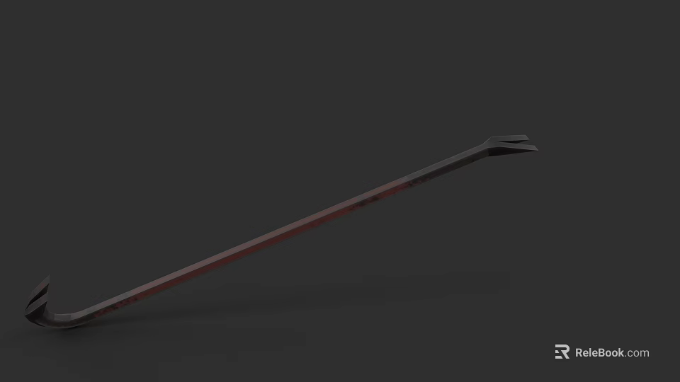 Sharp Metal Spear Weapon With Pointed Head And Long Red Shaft 3d model 