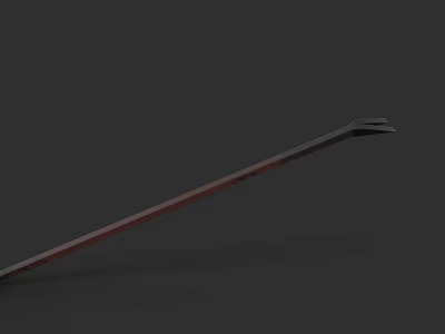 Sharp Metal Spear Weapon With Pointed Head And Long Red Shaft 3d model