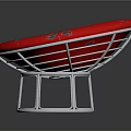 Round Stool With Red Cushion And Silver Metal Frame Decorative Patterns