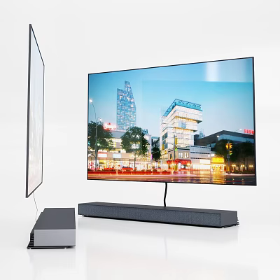 Slim Modern Computer Monitor With High Definition Screen And Soundbar Accessory 3d model