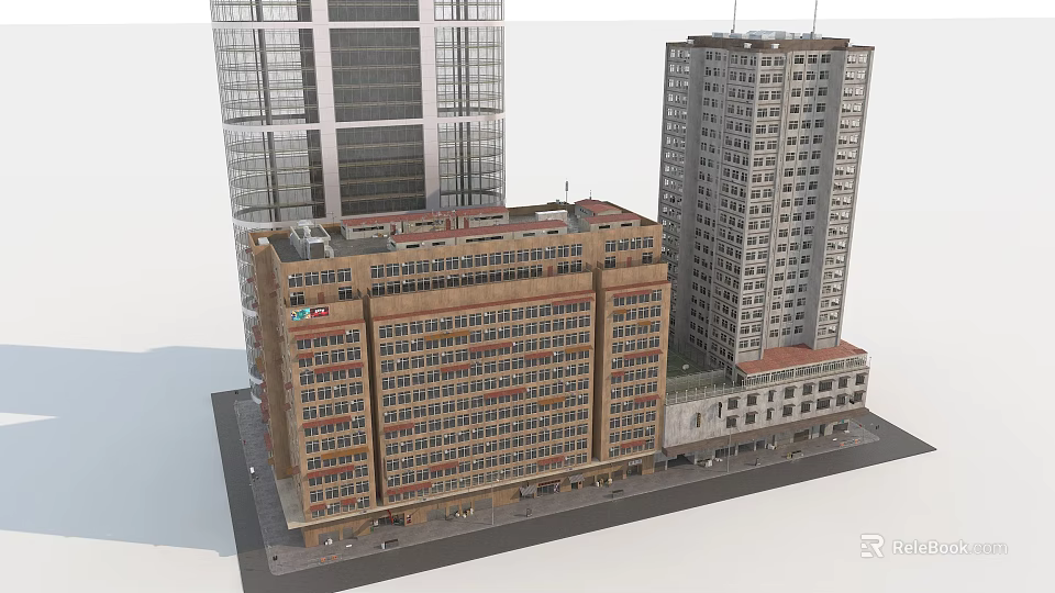 Urban Scene With Modern High Rise Buildings And Diverse Architectural Exteriors 3d model 