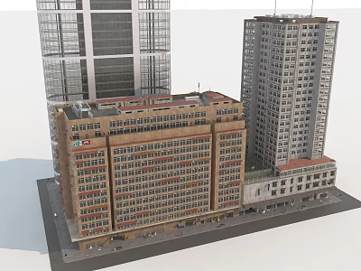 Urban Scene With Modern High Rise Buildings And Diverse Architectural Exteriors 3d model