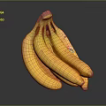 Fresh Yellow Bunch of Bananas with Sticker on Black Background and Reflection