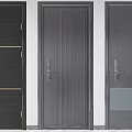 Modern Hinged Doors With Three Unique Panel Designs And Dark Finishes 3d model