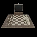Chessboard with Wooden Case and Arranged Chess Pieces for Board Game Entertainment