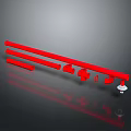 Set of Red Long Strips with Small Components and Mounting Parts