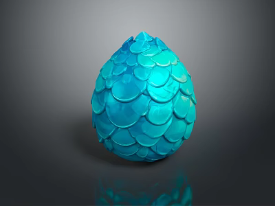 Fantasy Game Movie Character Blue Shiny Scaled Egg With Textured Surface 3d model