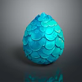 Fantasy Game Movie Character Blue Shiny Scaled Egg With Textured Surface