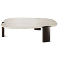 Modern Minimalist Coffee Table With Wooden Top And Dark Cylindrical Legs Design
