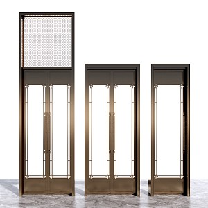 New Chinese style double door single door double door glass door 3d model