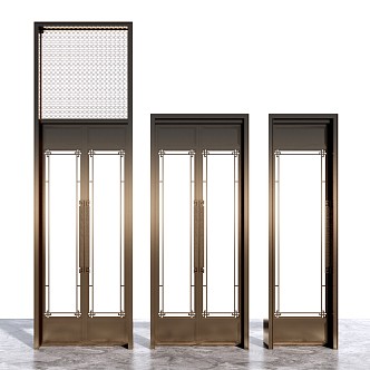 New Chinese style double door single door double door glass door 3d model