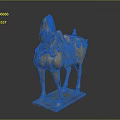 Traditional Artistic Colorful Horse Sculpture With Decorative Saddle And Square Base