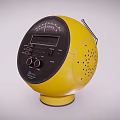 Yellow Round Design Portable Audio Speaker With Display Screen Control Buttons And Speaker Holes