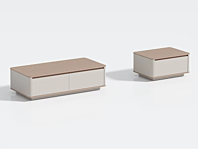Modern Coffee Tables With Wooden Top And White Cabinet Design 3d model