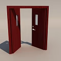Crimson Wooden Double Doors With Glass Panels In Open Position For Interior