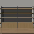 Modern Storage Shelf with Multiple Wooden Shelves Metal Frame and Bottom Cabinet for Home