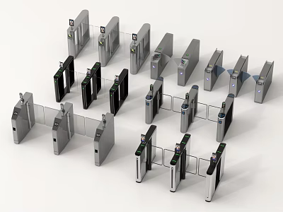 Various Types of Public Access Control Turnstiles for Security Entry and Crowd Management 3d model
