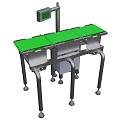 Industrial Conveyor System With Green Belt Metal Frame And Overhead Monitoring Unit