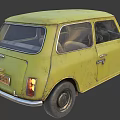 Vintage Green Small Car With Classic Design And Retro Exterior Features