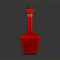 Woman Holding Red Bottle With Wooden Cork On Black Background Surface