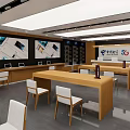 Bright Digital Store Interior With Wooden Counters Multiple Display Areas And Headphones