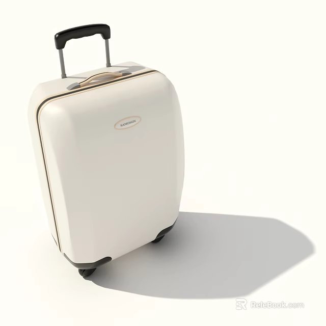 Modern White Hard Shell Suitcase with Telescopic Handle Rolling Wheels and Sleek Design 3d model 