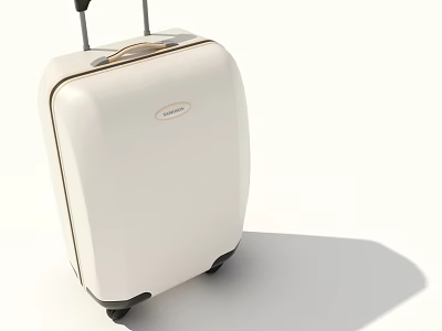 Modern White Hard Shell Suitcase with Telescopic Handle Rolling Wheels and Sleek Design 3d model