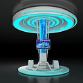 Futuristic Illuminated Structure With Blue Rings Central Column And Display Screen Base 3d model