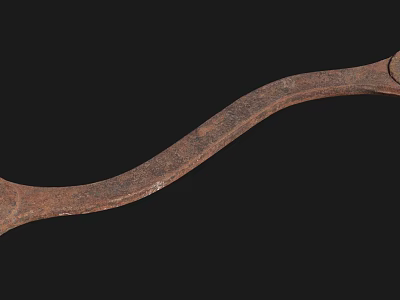 Rusty Curved Handle Wrench A Durable Hardware Tool For Mechanical Repairs 3d model