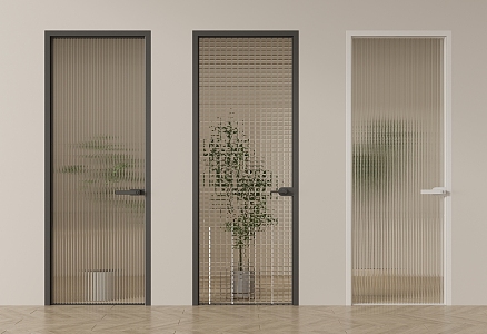 Modern swing door glass door Changhong glass single door 3d model