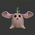 Cute 3D Rendered Pink Cartoon Character With Big Ears And Green Leaf On Head