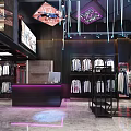Modern Clothing Store Interior With Clothing Racks Hanging Apparel and Display Area