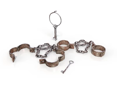 Rusted Metal Weapon Set Including Handcuffs Leg Irons Chains And Keys 3d model