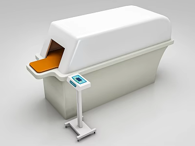 White Medical Device Main Body With Orange Opening And Control Panel 3d model