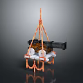 Pixel Art Cannon Model With Orange Stand Black Body And White Base
