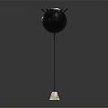 Spiked Black Metal Sphere Decor With Hanging Chain And White Cube 3d model
