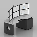Console Office Table and Chair Combination Computer Workbench Luminous Console Command Technology Steel Middle Control Table Staff Table Station Conference Table Paperless Baking Paint Long Table Combination 3d model