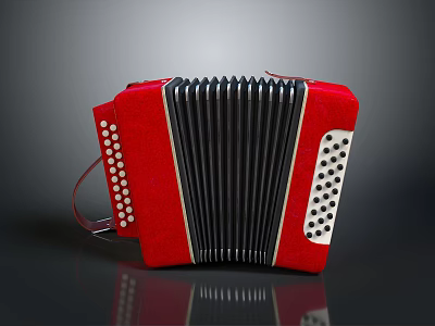 Red Accordion Daily Living Essential with Black Bellows and White Perforated Key Buttons 3d model