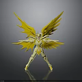 Yellow Winged Angelic Toy Figure With Open Arms And Shiny Armor