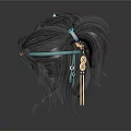 Elegant Hair Accessories With Blue Ribbons Golden Decorations And Hairpins