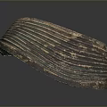 Copper Sculpture With Wavy Stripes And Shiny Surface In Circular Design