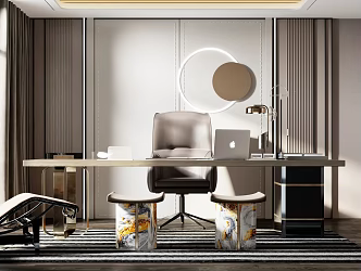 Light Luxury Desk and Chair 3d model